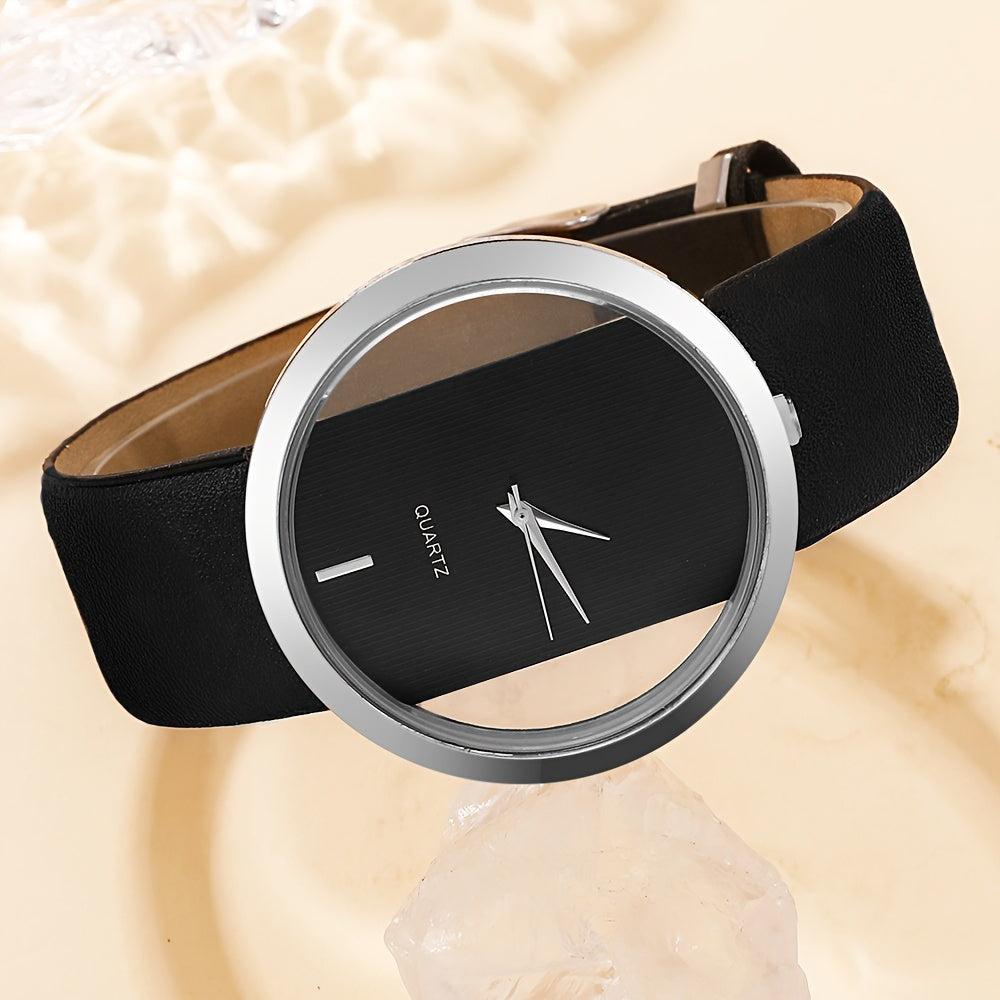 2 ta ayollar modasi soatlari to'plami, bo'sh dizayni bilan, kvarts mexanizmi, PU charm bilan yurak bilagti