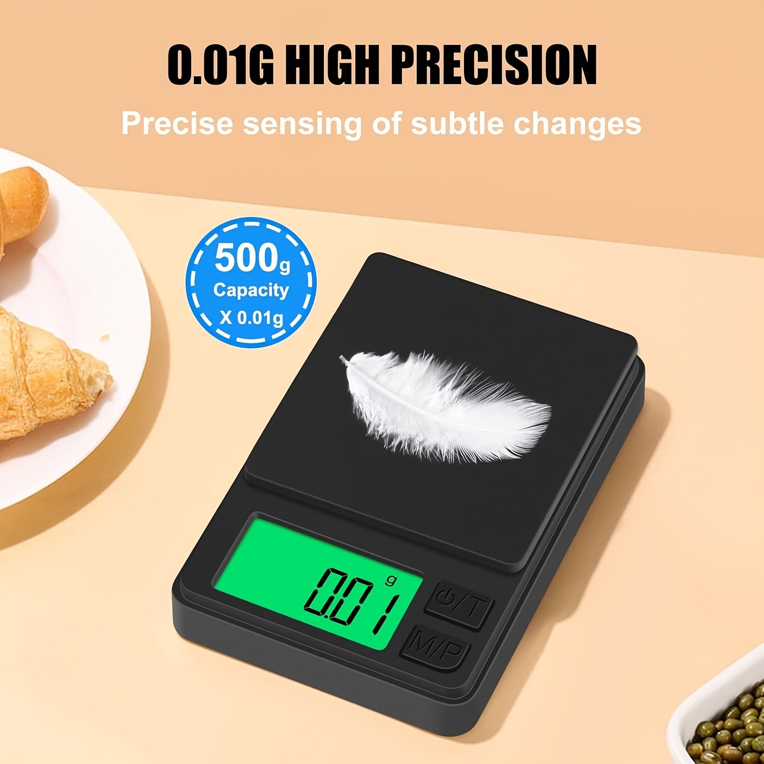Digital Mini Tea Scale 0.01g Precision Kitchen Scale Black Lightweight Compact