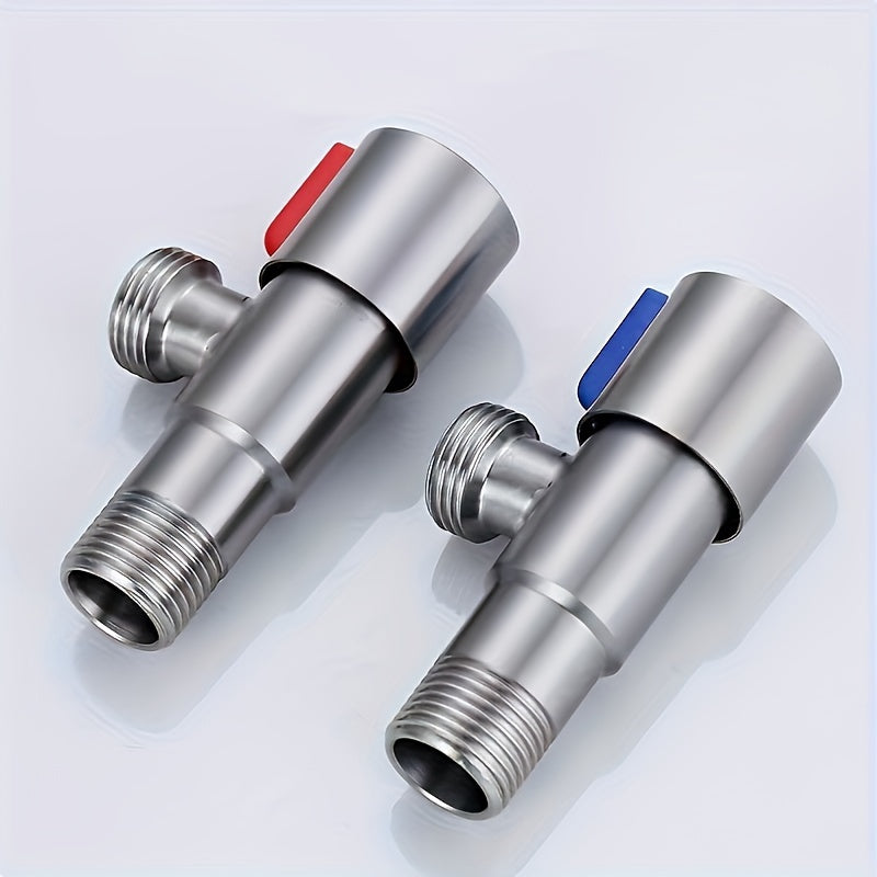 Stainless Steel Triangle Valve Set 2 Pieces Adjustable Water Flow for Toilet and Water Heater
