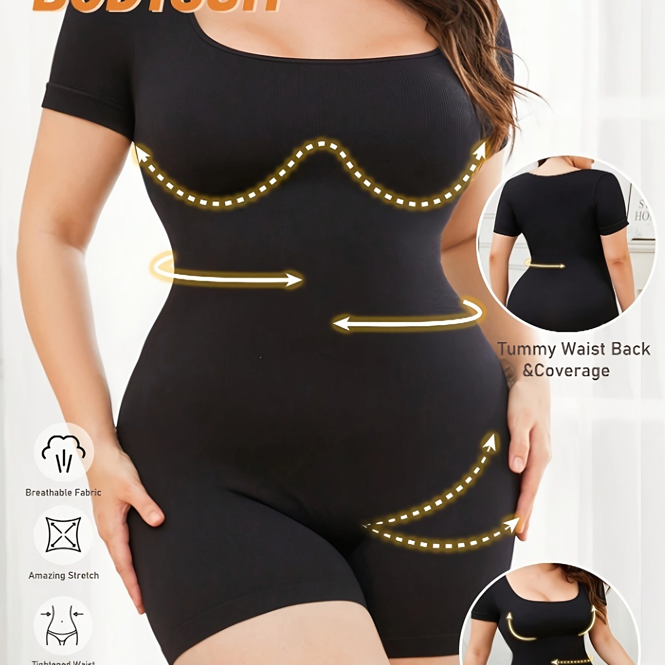 Women's Seamless Plus Size Shapewear Bodysuit Tummy Control Workout Jumpsuit