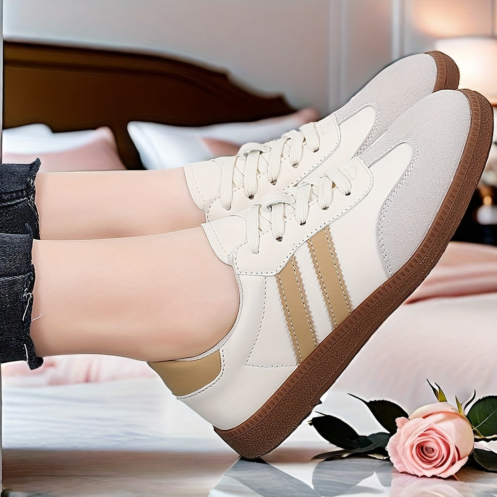 Women's Colorblock Lace-Up Sneakers with Soft Platform Sole for Casual Walking