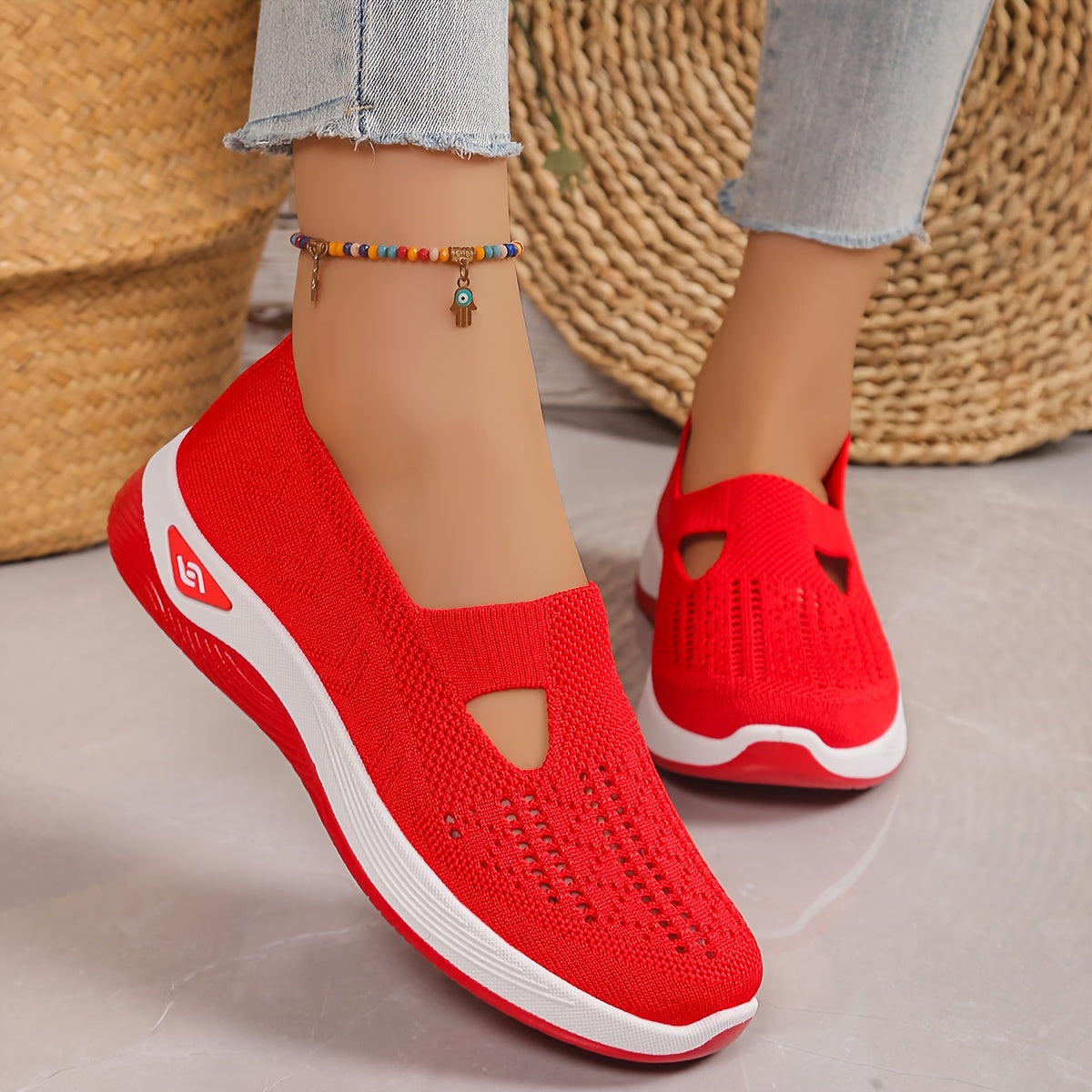 Women's Casual Sneakers Solid Color Breathable Fabric Low Top TPU Sole
