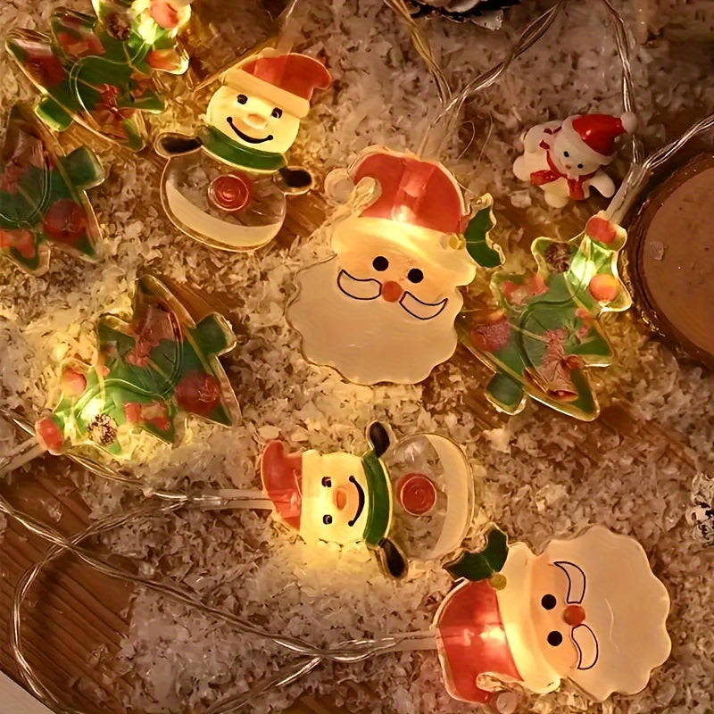 Christmas String Lights with Santa Snowman and Tree Designs Battery Operated Indoor Decor