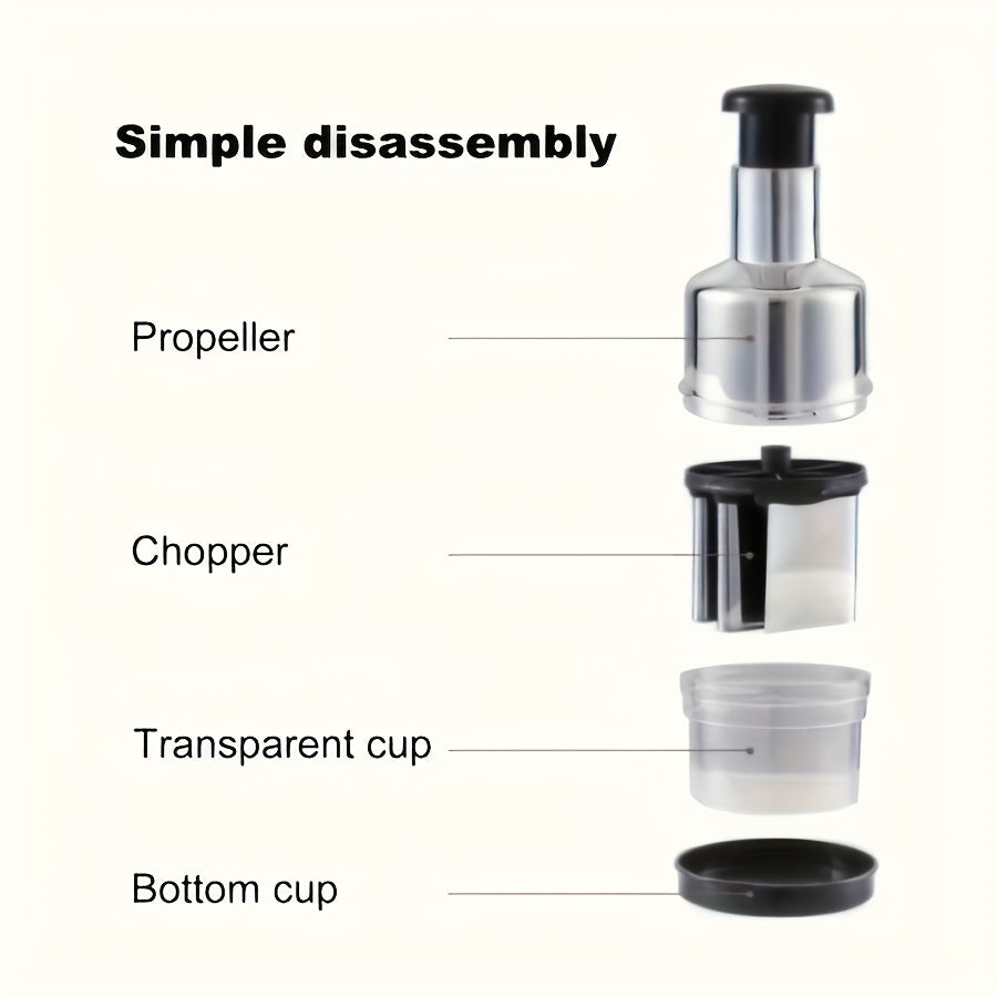 Stainless Steel Manual Garlic Press and Food Chopper for Vegetables