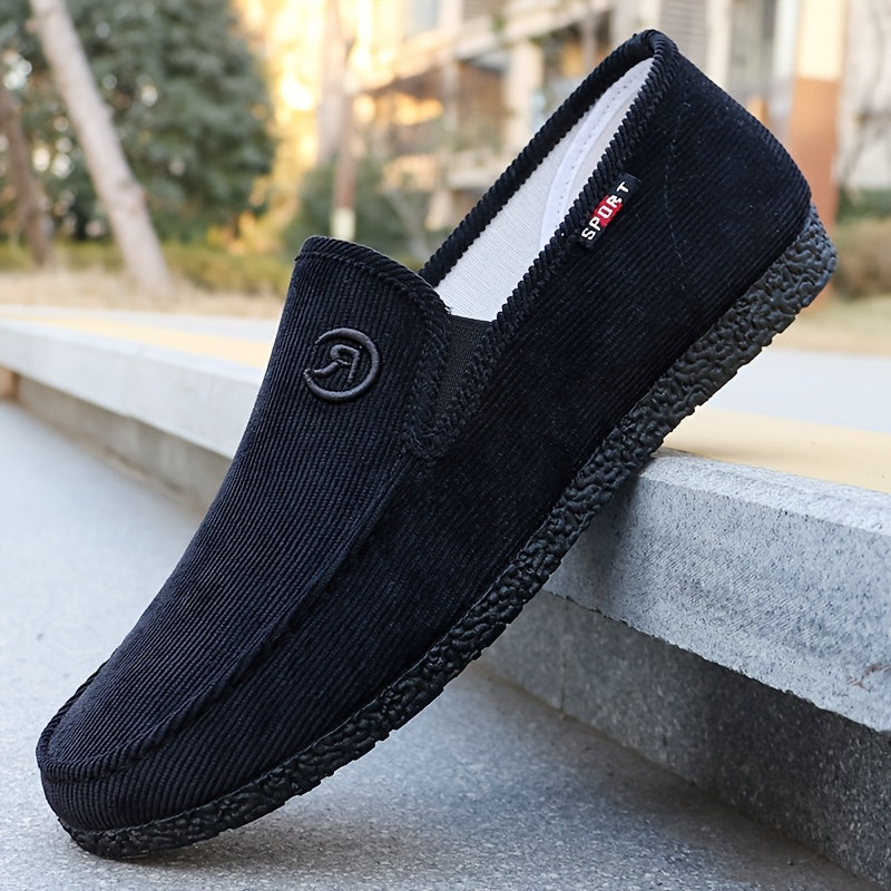 Mocasines beige para hombre de pana con forro de malla transpirable y suela antideslizante para uso exterior y casual