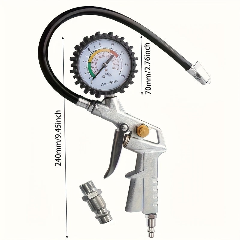 Economical Tire Pressure Gauge With Rubber Hose Car Repair Tool