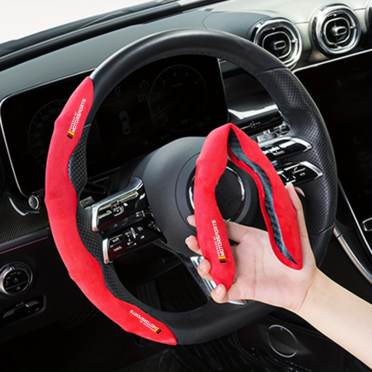 Fluffy Breathable Anti-Slip Steering Wheel Cover for 36-38cm Vehicles