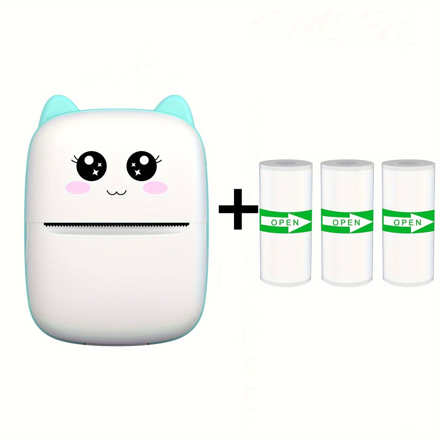 Portable Mini Thermal Printer with 10 Rolls Wireless USB Charging for Notes Receipts Labels