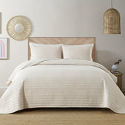 Bedding Set Double Bed Floral Striped Embossed Cotton Includes 1 Cover 2 Pillowcases