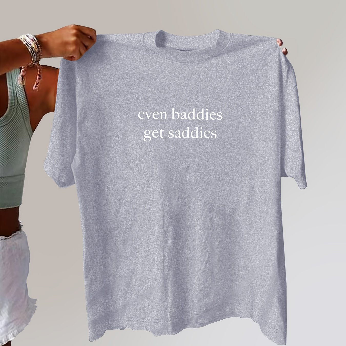 Women's Oversized Graphic Tee Black Short Sleeve Casual T-Shirt