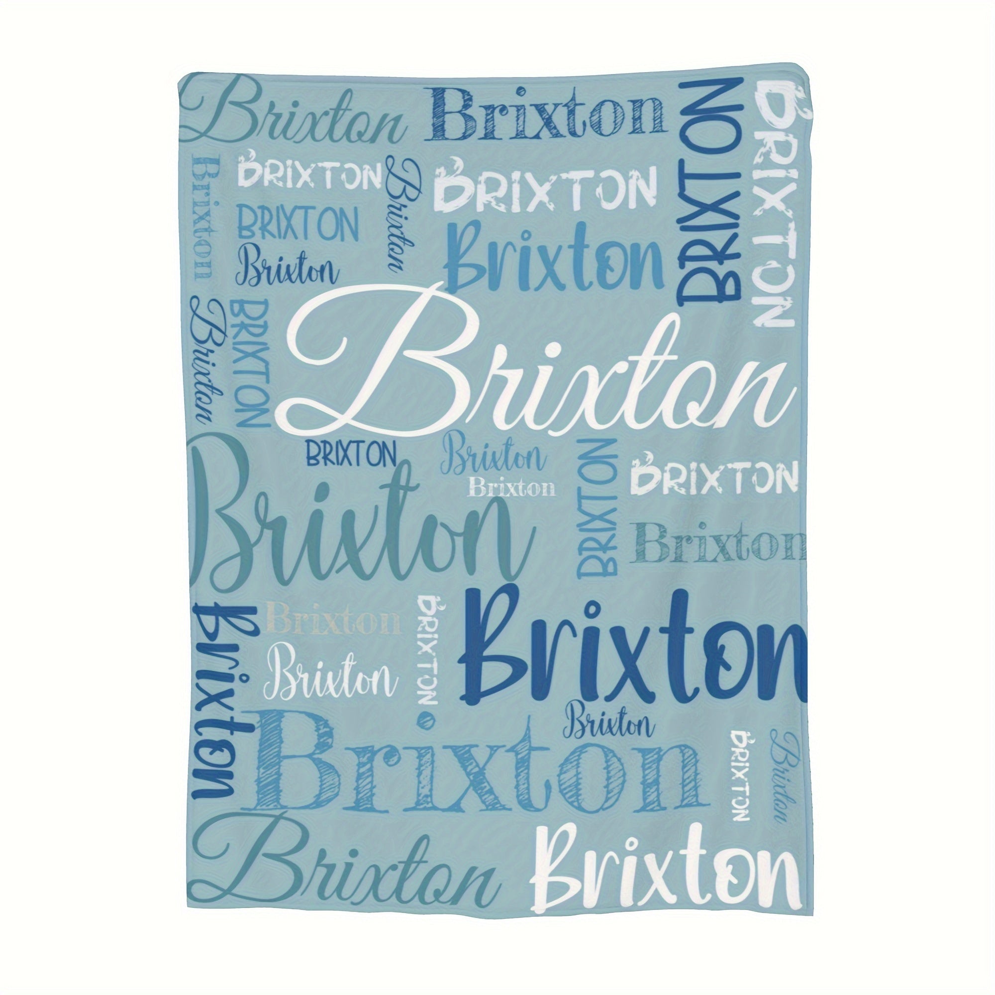 Personalized Soft Polyester Throw Blanket with Custom Name for Couch Bed Travel