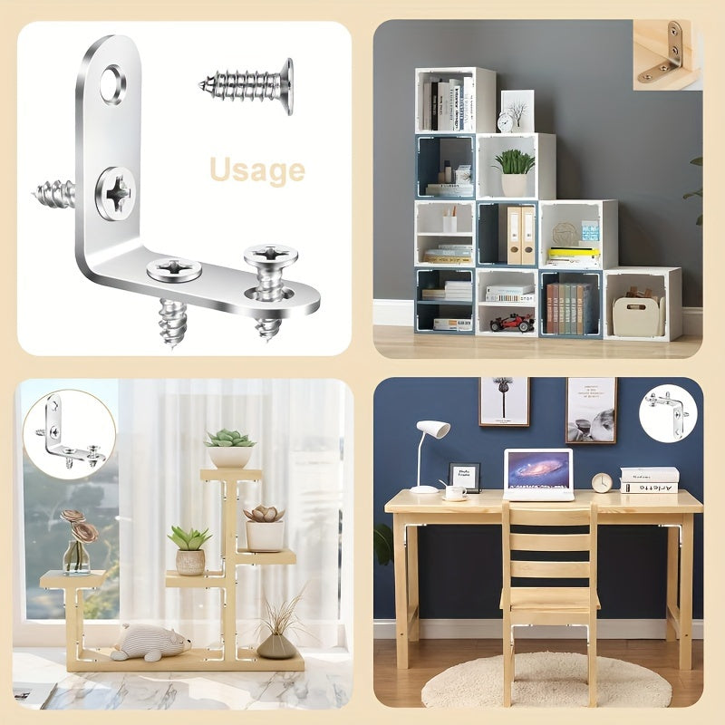 75pcs Stainless Steel 304 Grade L Brackets Corner Mounts for Shelves Tables