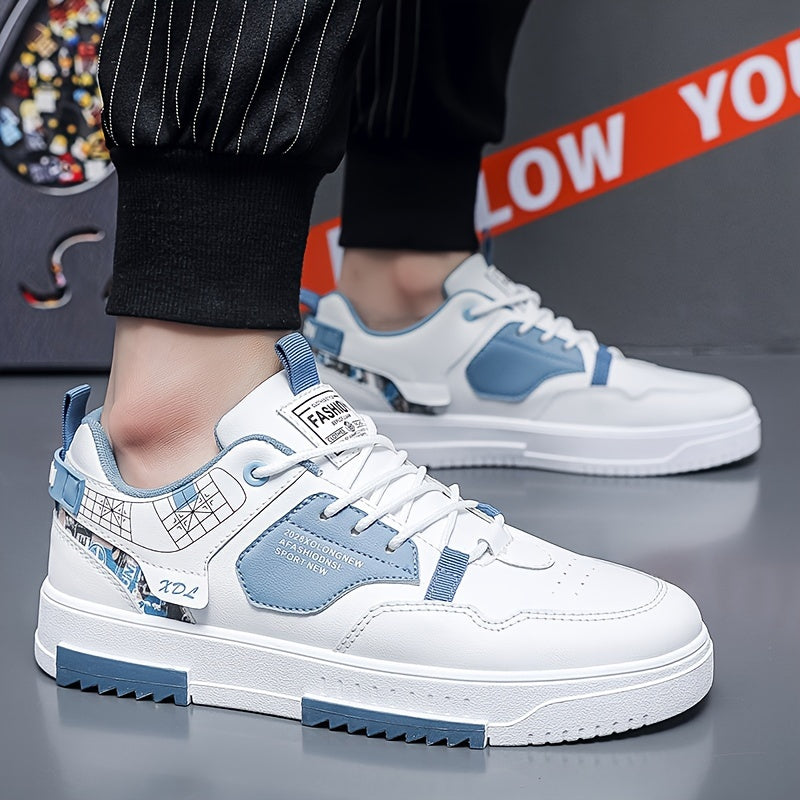 Men's Casual Skate Shoes Non-Slip Lace-Up Low Top PU Canvas All-Season