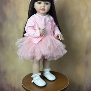22-Inch Pink Reborn Baby Doll with Long Hair Wig Fully Poseable for Play and Collectors