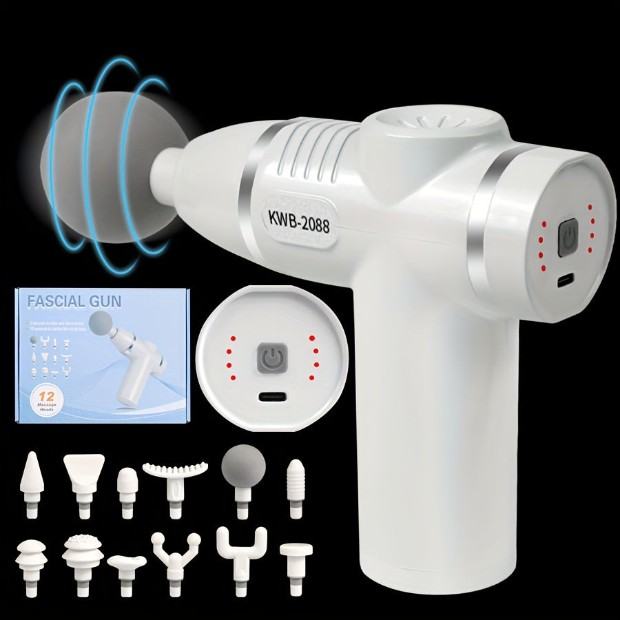 Handheld Massager with 12 Heads 8 Speeds Rechargeable USB Travel Home Use