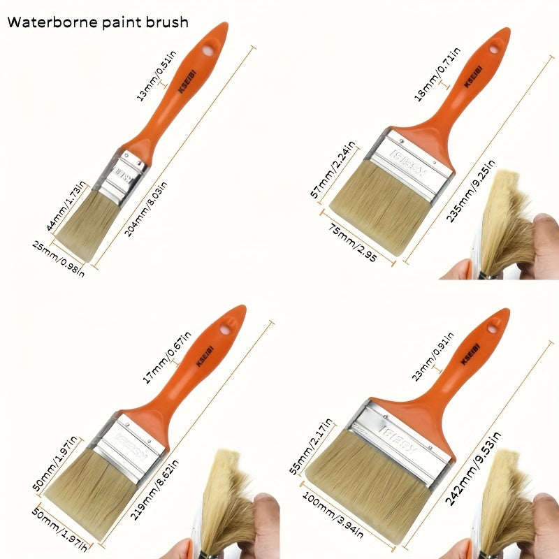 6-Piece Paint Brush Set with Tapered Bristles and Durable Handles for Walls Cabinets Fences