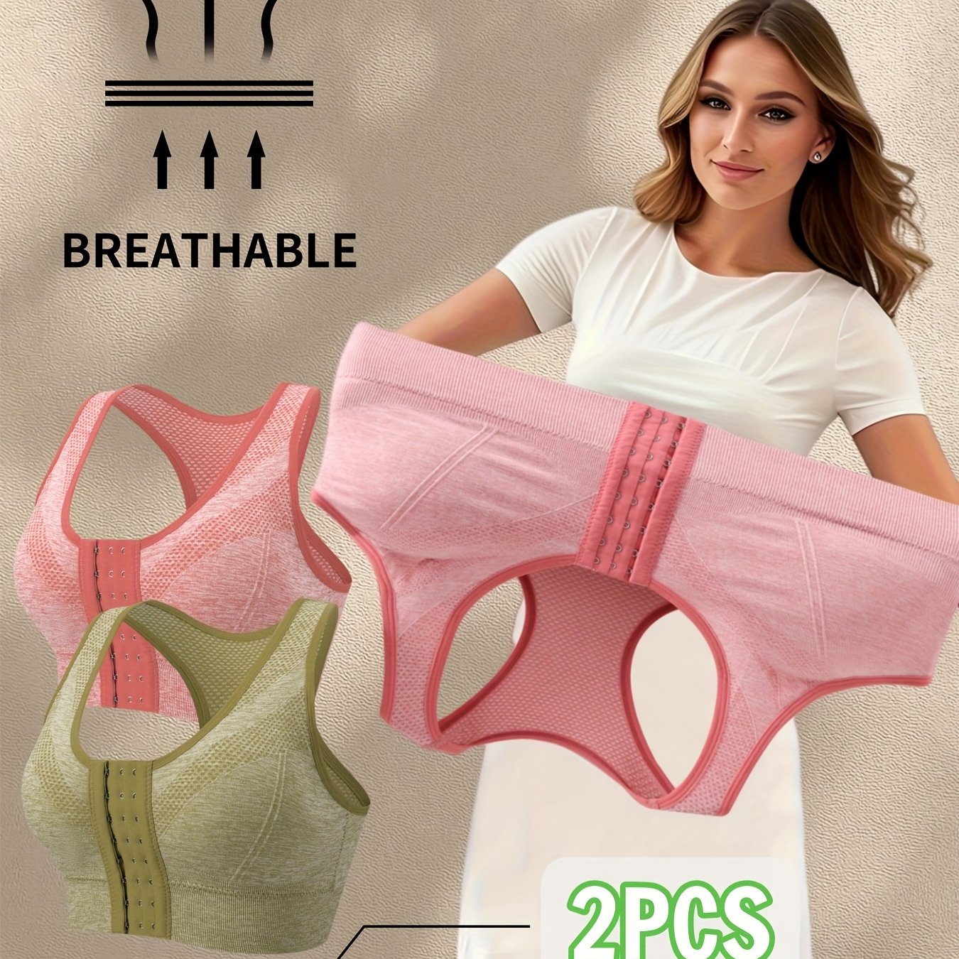 Plus o'lcham nafas oladigan, shovqinsiz sport bra uchun yoga va mashqlar