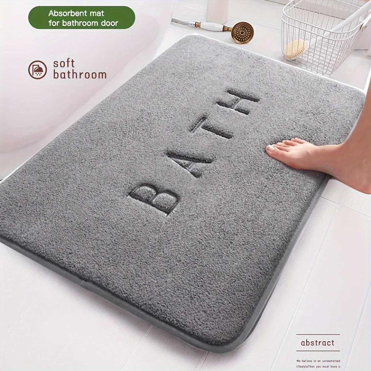Densely Embroidered Bathroom Mat Non-Slip Polyester Doorway Rug