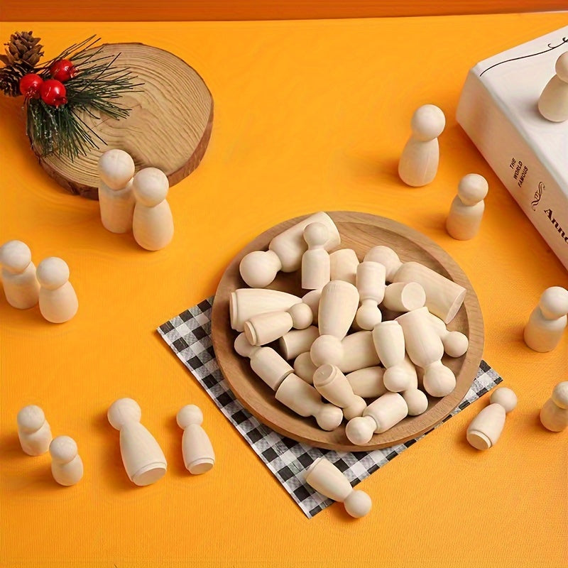 36 Wooden Man Charms for DIY Crafts and Decorations