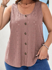 Plus size ayollar uchun to'liq rangli tugma bilan tank top yoz uchun bahor uchun