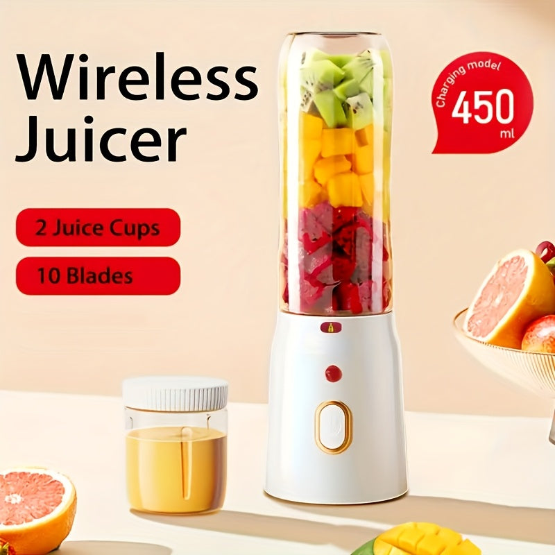 Portable Electric Juicer Cup Set with Dual Containers for Smoothies and Shakes