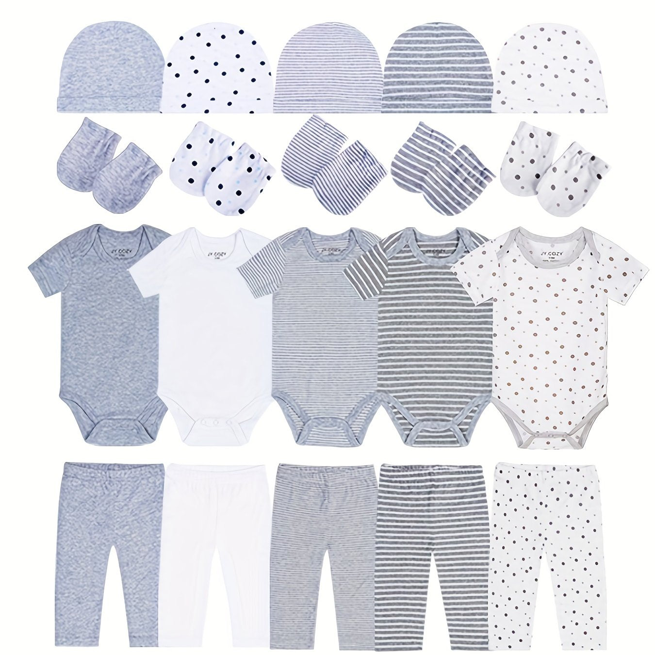Newborn Baby Clothes Set 20 Pieces Cotton Rompers Pants Hats Gloves for Boys