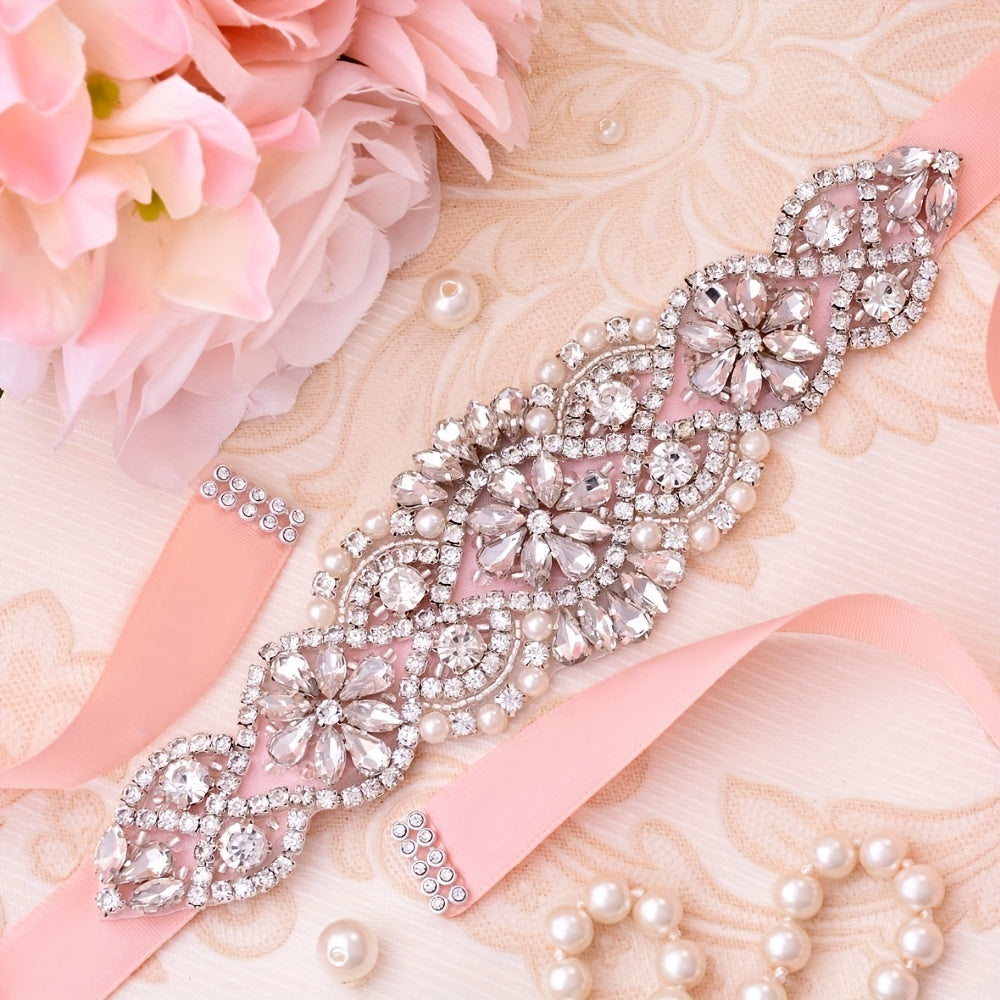 High-End Wedding Sash with Rhinestones for Bridal Dress and Ball Gown