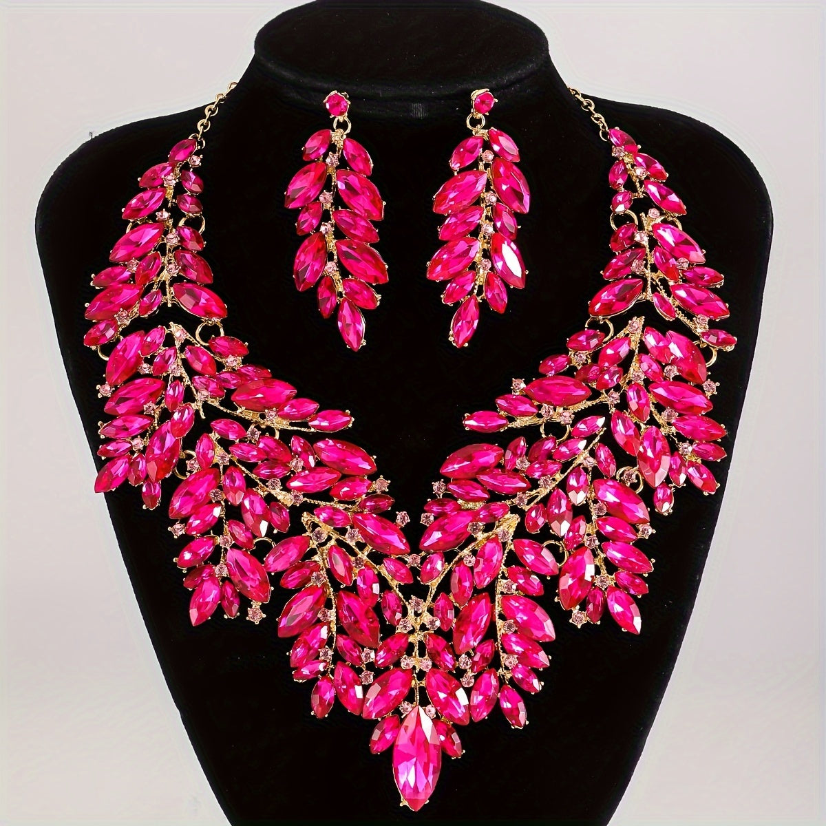 Bridal Jewelry Set Rhinestone Necklace and Earrings Middle Eastern Style