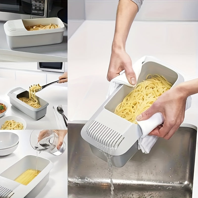 Microwave Pasta Cooker with Strainer Heat-Resistant Plastic Easy-Clean Noodle Steamer