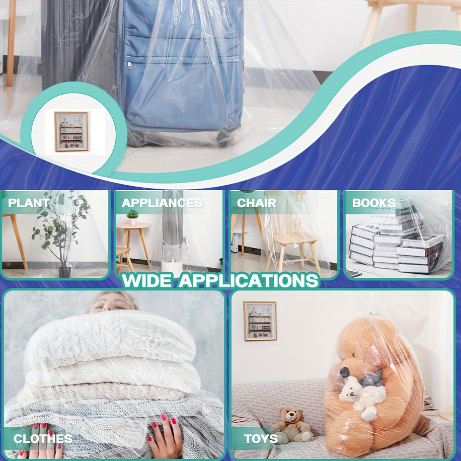 10 Large Transparent Storage Bags Waterproof Dustproof Moistureproof for Clothes Luggage Blankets