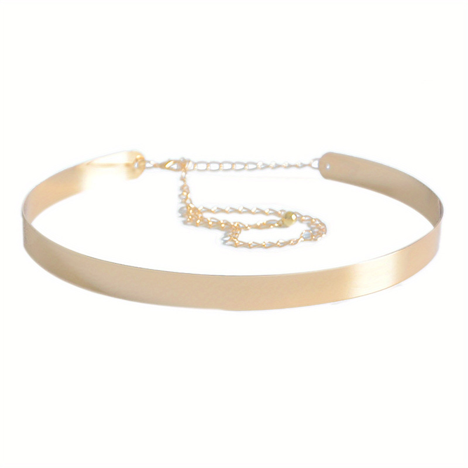 Women's Polished Iron Wide Belt with Shimmering Shine Elegant Metal Girdle