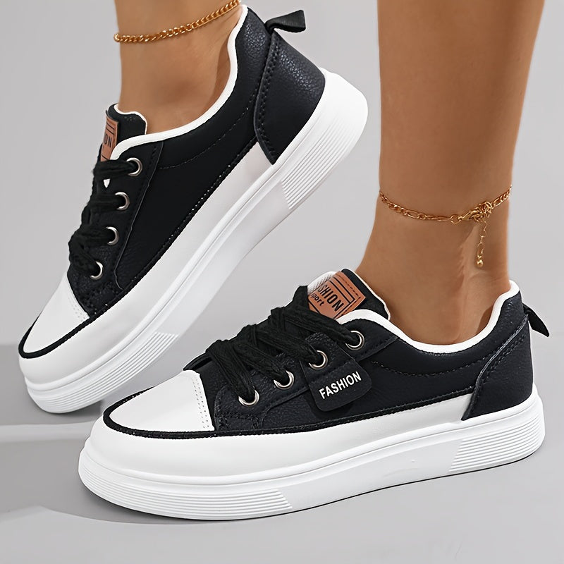 Zapatillas casuales de mujer con estampado de leopardo, con cordones, para todas las estaciones, de caña baja