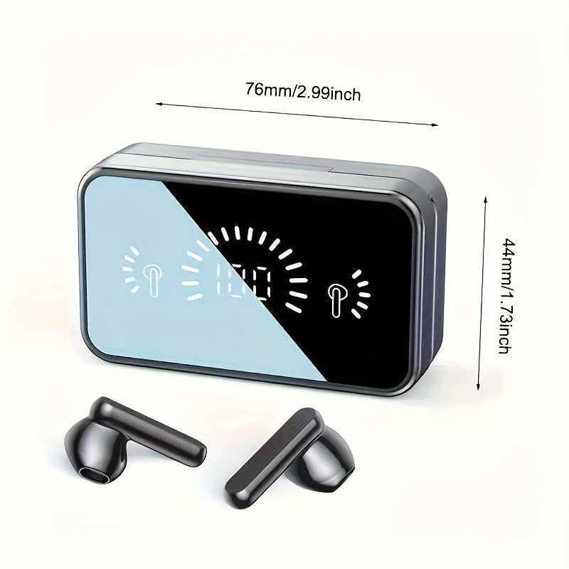 TWS Беспроводные наушники-вкладыши с сенсорным управлением, LED-дисплеем и открытым дизайном. Совместимы с мобильными телефонами для игр и взрослых. Зарядка через USB Type-C, конденсаторный микрофон и управление мультимедиа.