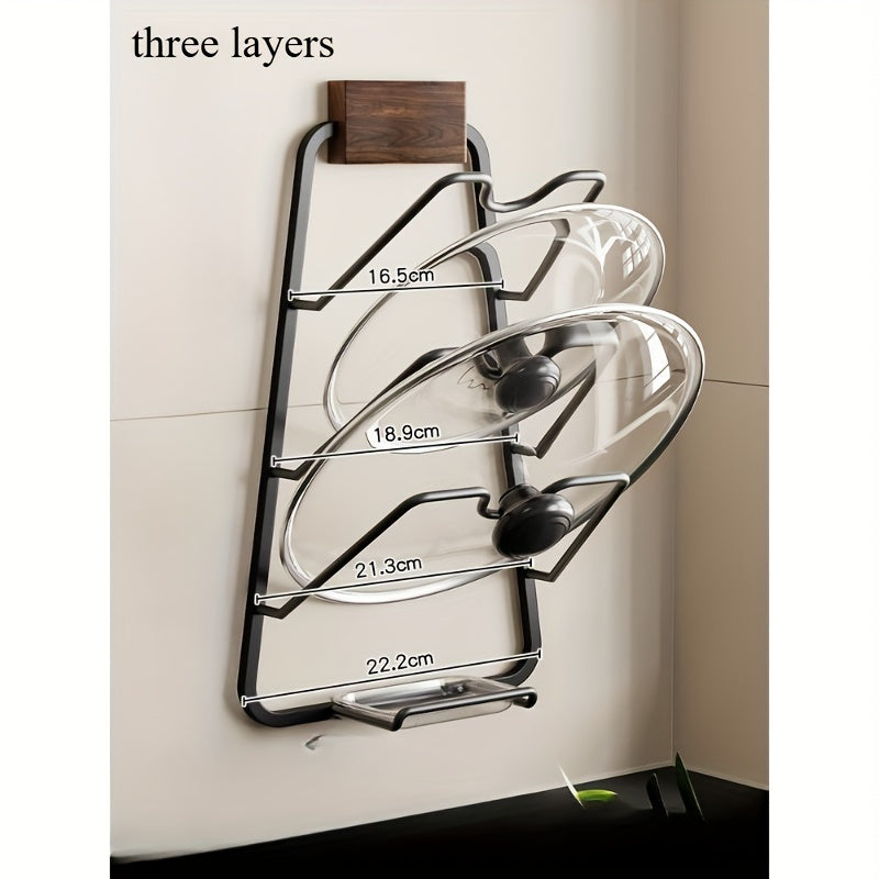 Walnut Wall Mount Storage Rack Space-Saving Kitchen Organizer