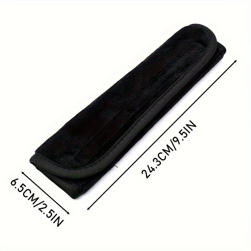 2pcs Black Plush Car Seat Belt Covers Breathable Comfort All-Season