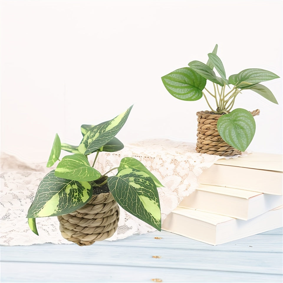 Artificial Green Grass Rope Pot for Home and Office Decor