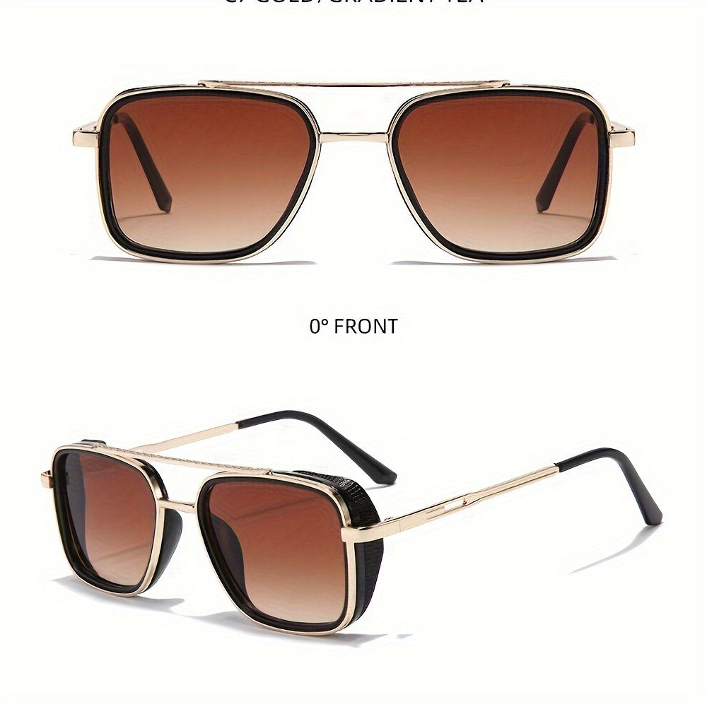 Retro Punk Metal Square Glasses Unisex Fashion Eyewear for Outdoor and Travel