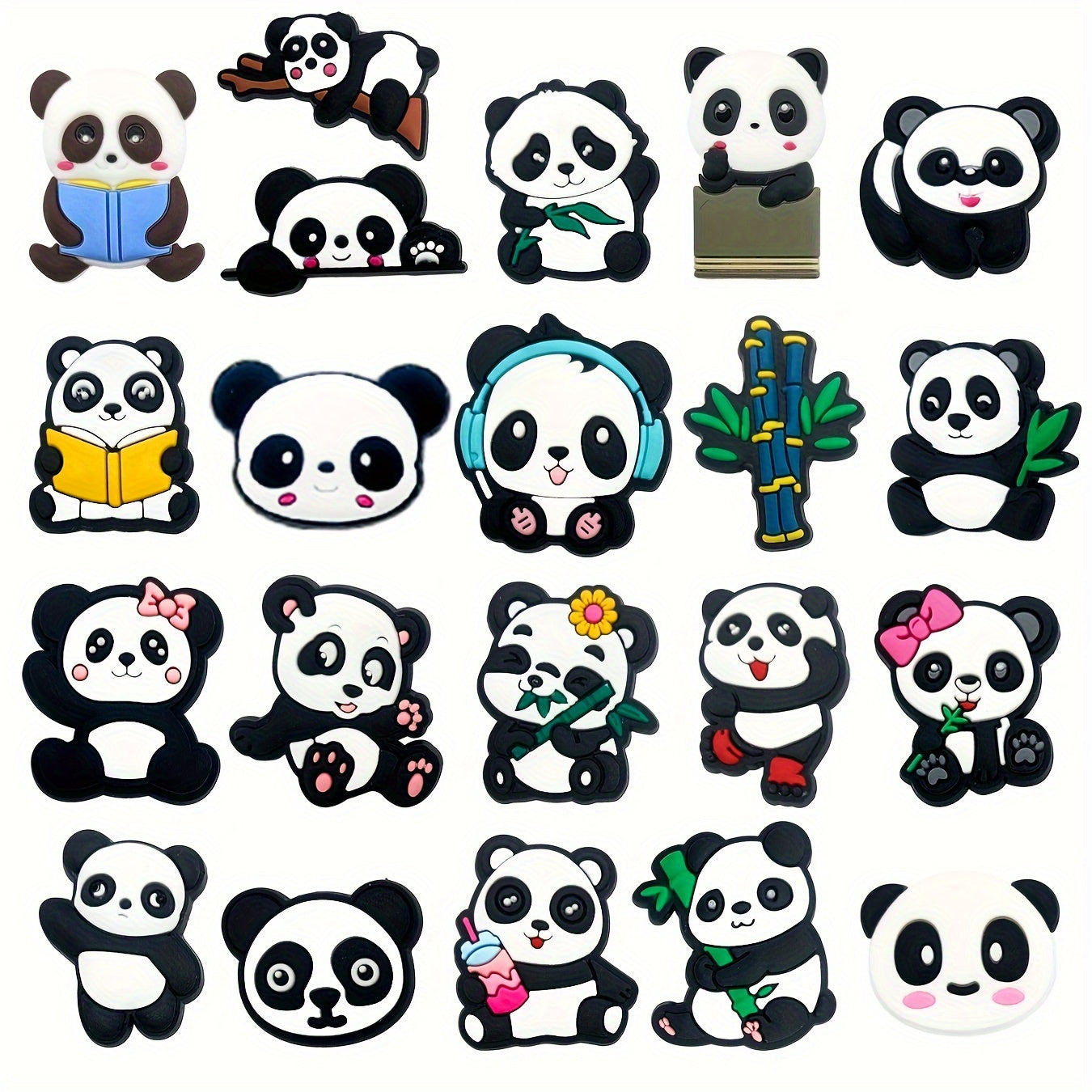Kids Cartoon Shoe Charms 21Pcs Panda Decor for Clogs Sandals Accessories