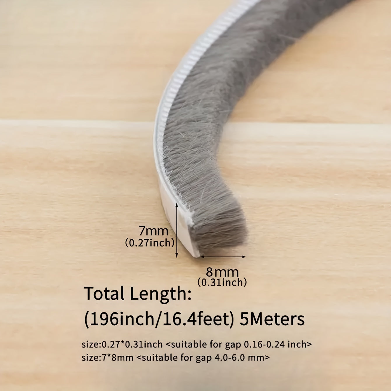 Grey Weather Stripping for Doors and Windows Self-Adhesive Soundproof Windproof Dustproof