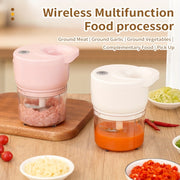 Pink Electric Meat Grinder and Vegetable Chopper Rechargeable USB Fast Grinding