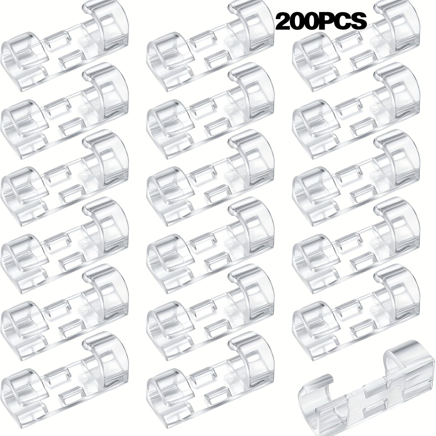 120-Pack Clear Adhesive PC Cable Clips for Wire Organization in Home and Office