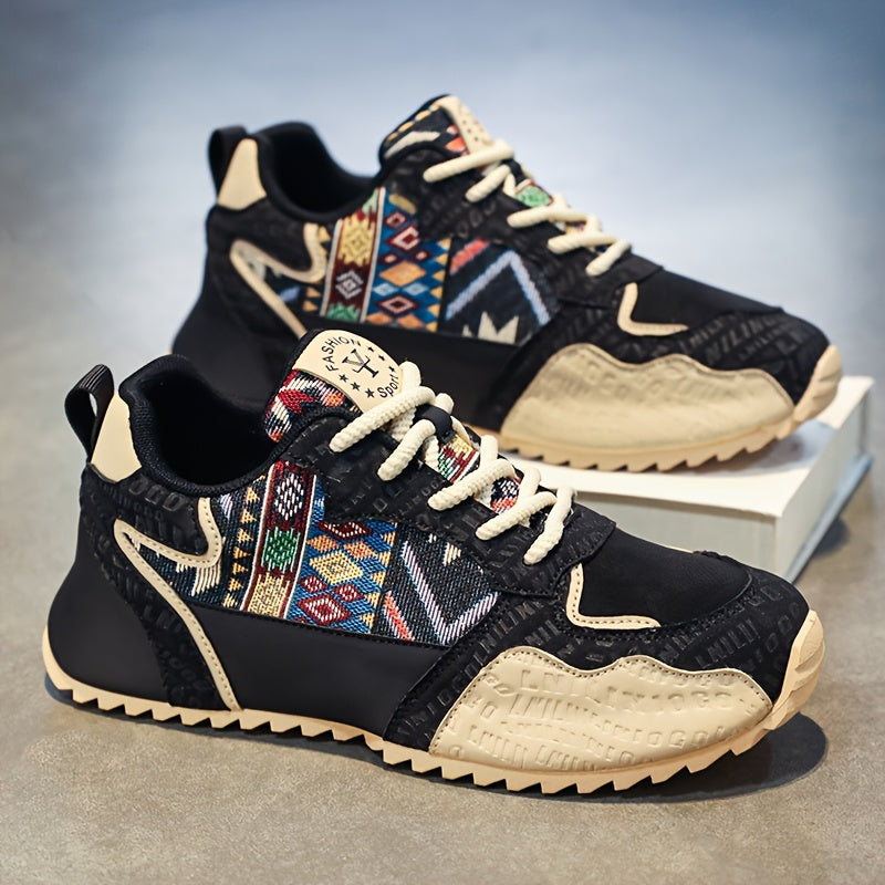 Men's Casual Lace-Up Sneakers All-Season PU Fabric Solid Color Low Top