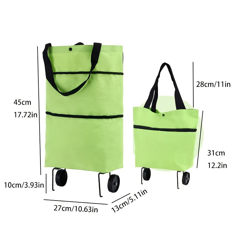 Foldable Shopping Cart Trolley with Wheels Waterproof Oxford Fabric Large Capacity