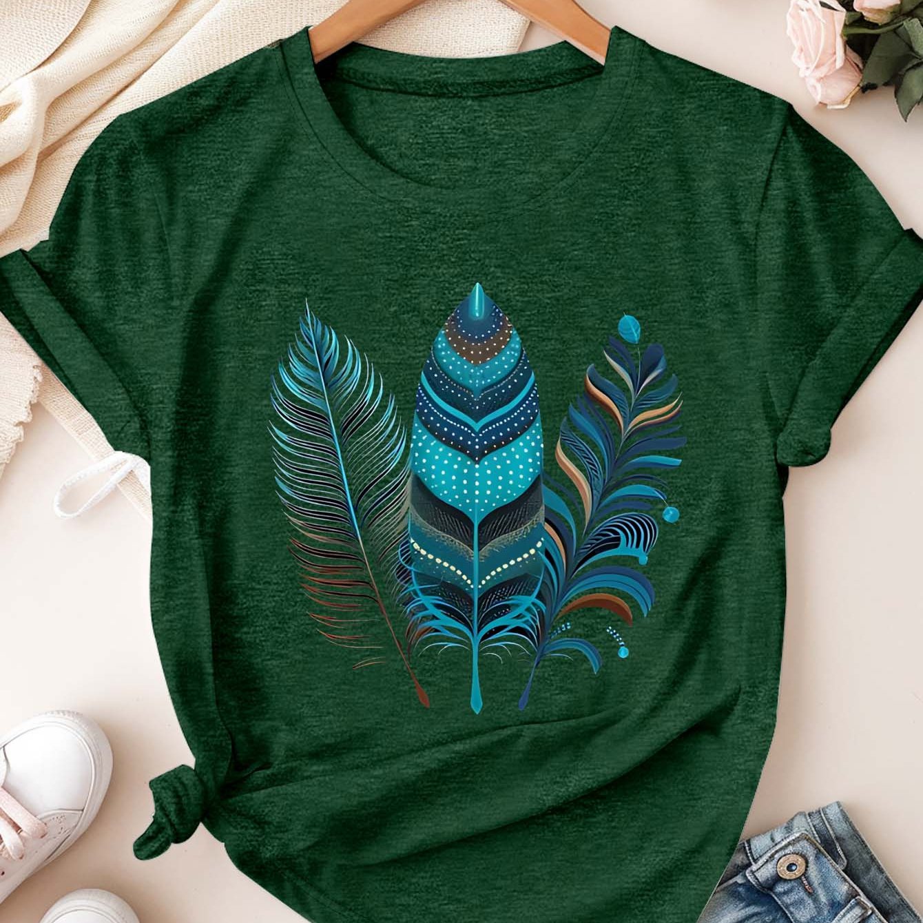 Plus Size Women's Short Sleeve T-Shirt Vibrant Pop Art Relaxed Fit Casual Top