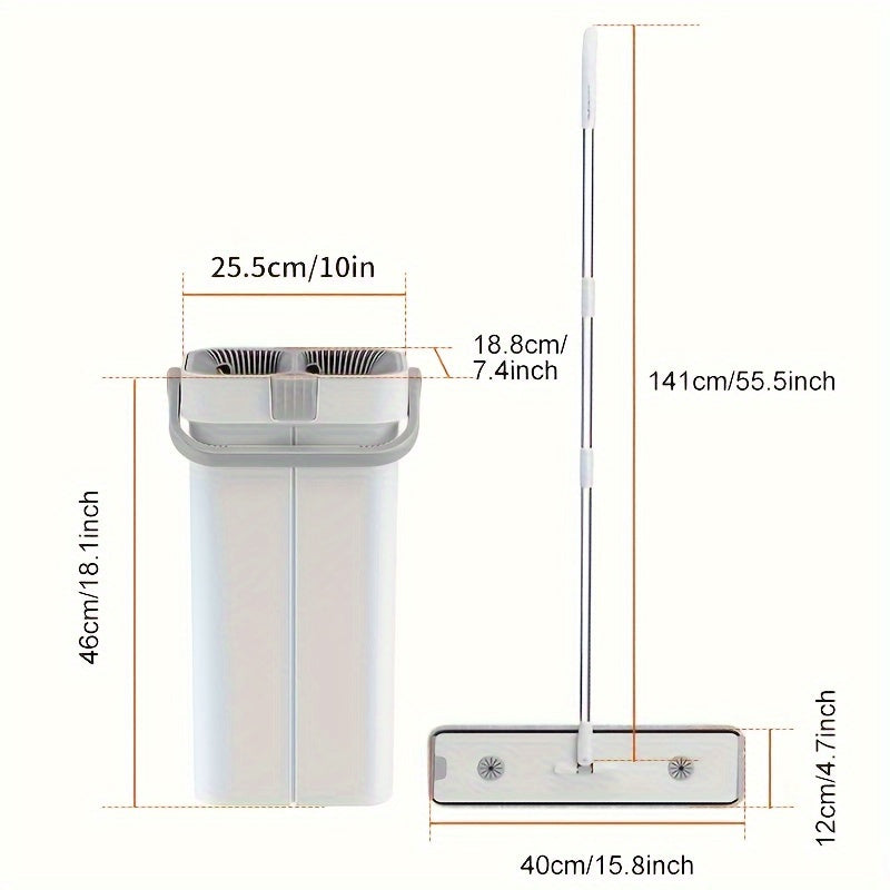 Katta tozalash uchun qopqog'li to'liq tekis pol uchun mop to'plami va 2 ta yostiq bilan kashka