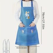 Plaid Polyester Kitchen Apron with Bunny Design in Pink and Purple
