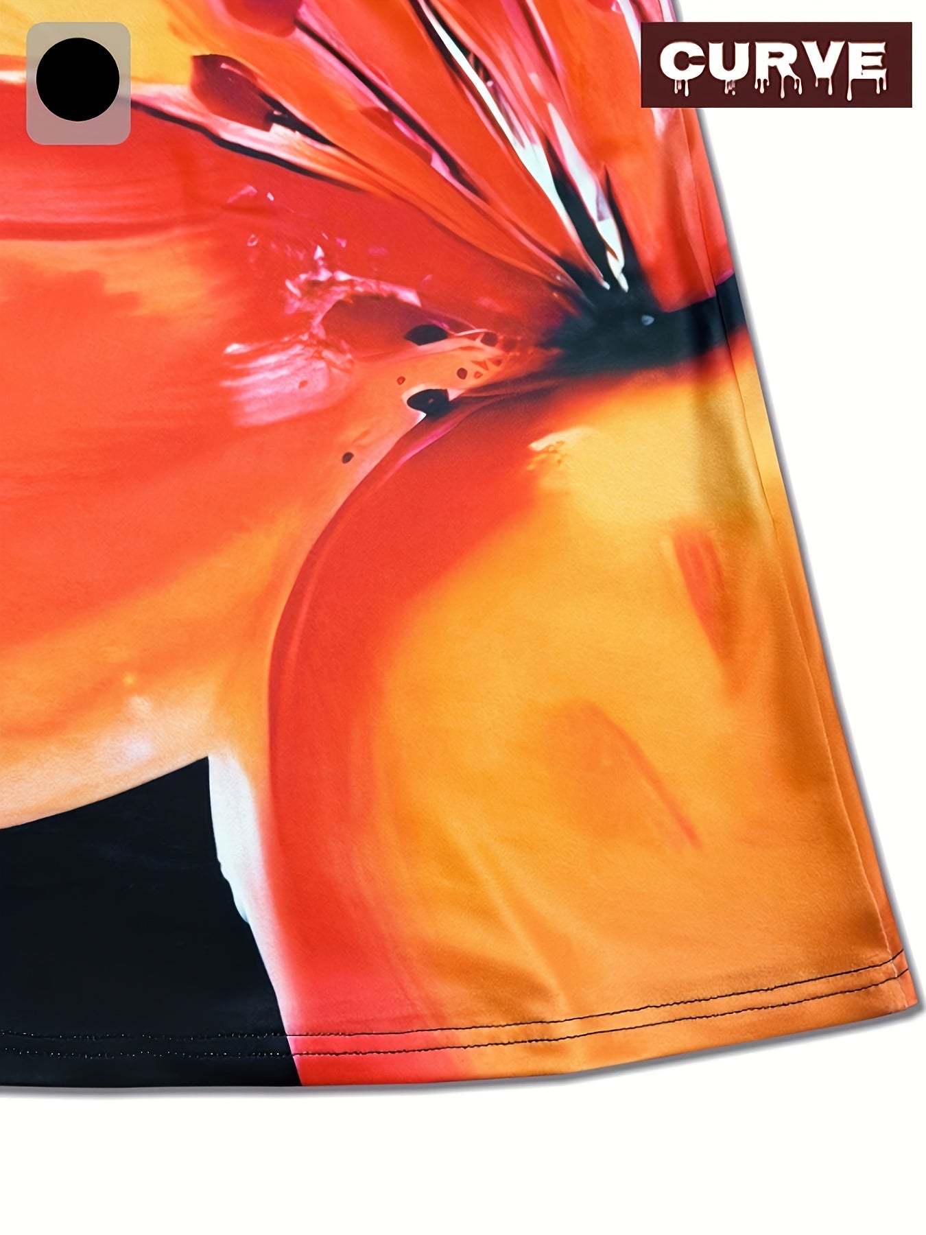 Plus Size Floral Print Maxi Dress for Women Spring Summer Black Orange Red