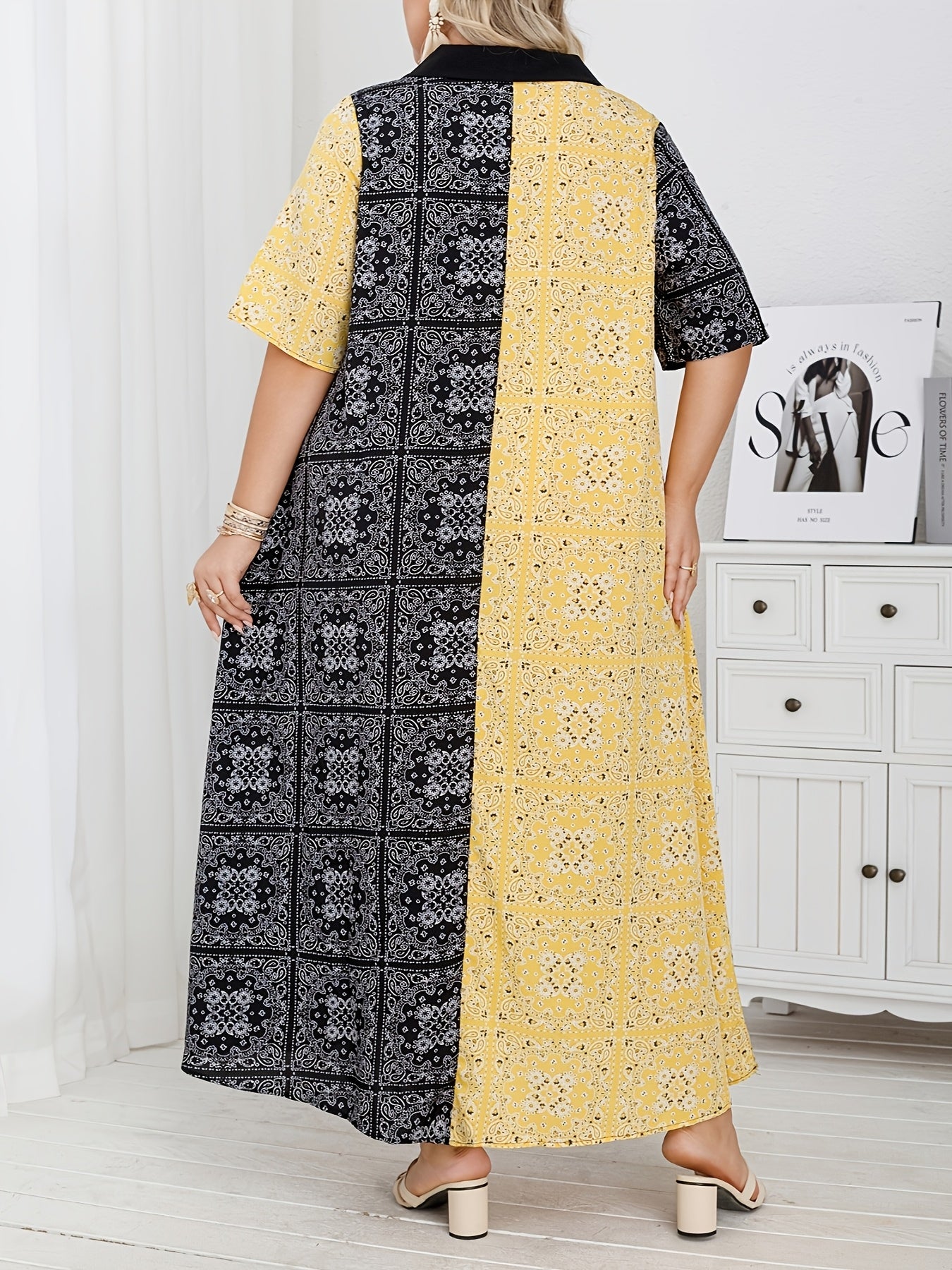 Plus-Size ayollar kiyimi rang-barang gullik bosma oddiy o'rta sharq