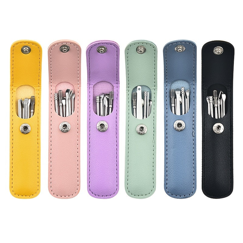 Uniseks zanglamaydigan po'latdan yasalgan quloq sızishini tozalash uchun to'plam 6-in-1 quloq cho'ntak to'plami