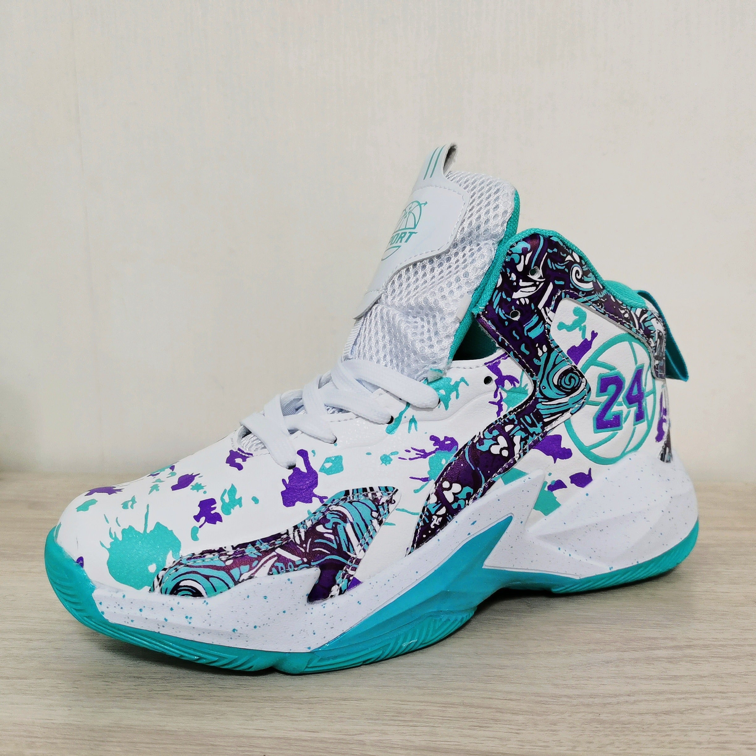 Color Block Basketball Shoes for Men Non-Slip Durable Outdoor Sneakers